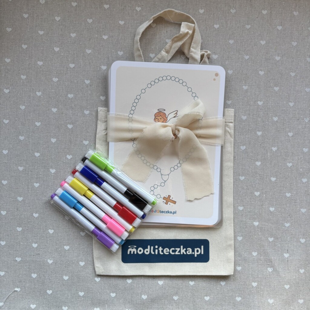 Katolickie Karty na Mszę Świętą — Zestaw z pisakami i torbą