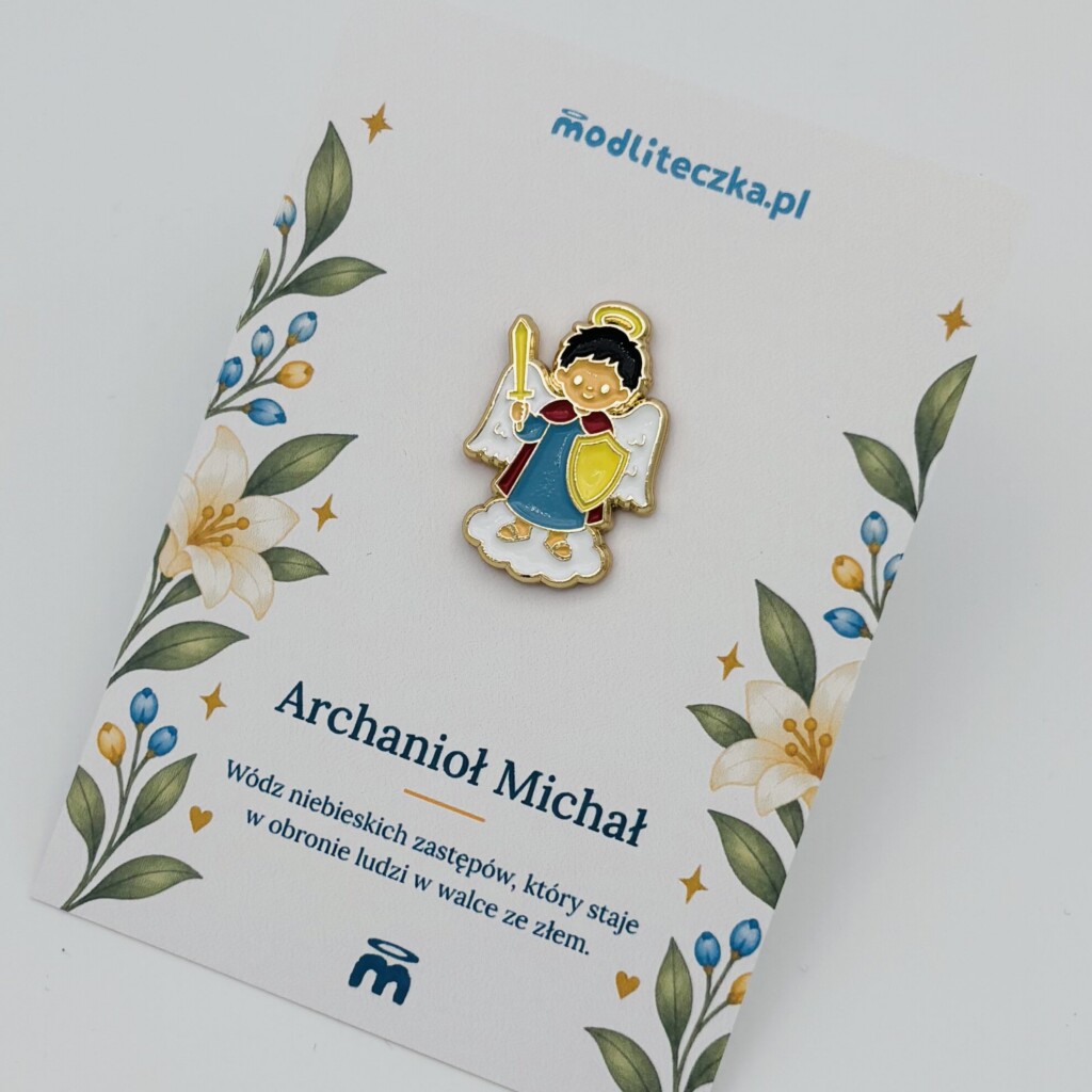 Przypinka Archanioł Michał – emaliowany pin, prezent katolicki