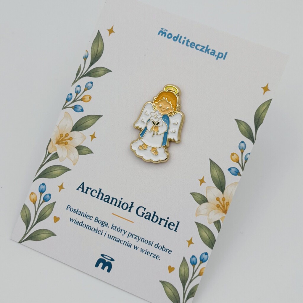 Przypinka Archanioł Gabriel – emaliowany pin, prezent katolicki