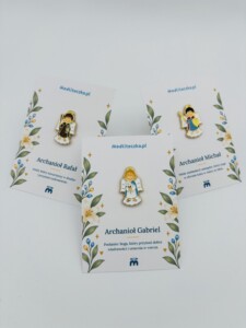 Zestaw przypinek Archaniołowie: Michał, Gabriel, Rafał - 3 szt.