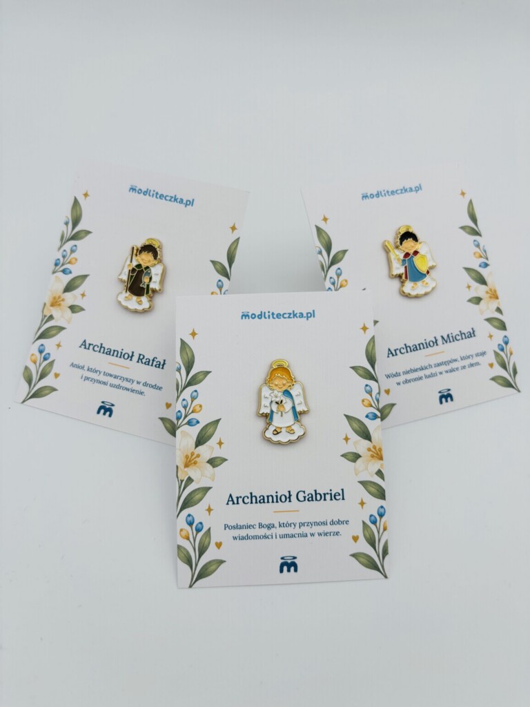 Zestaw przypinek Archaniołowie: Michał, Gabriel, Rafał - 3 szt.
